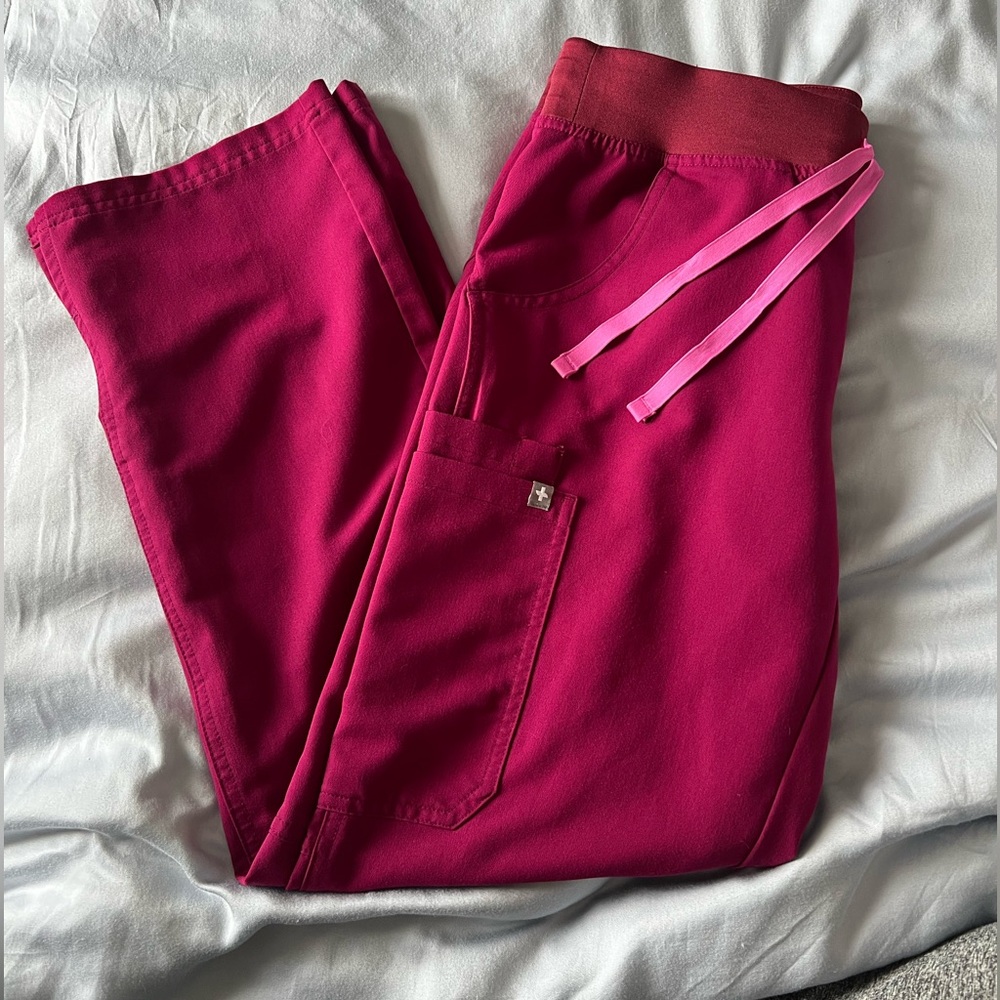 FIGS Dark Magenta Small Petite Kade Scrub Pants